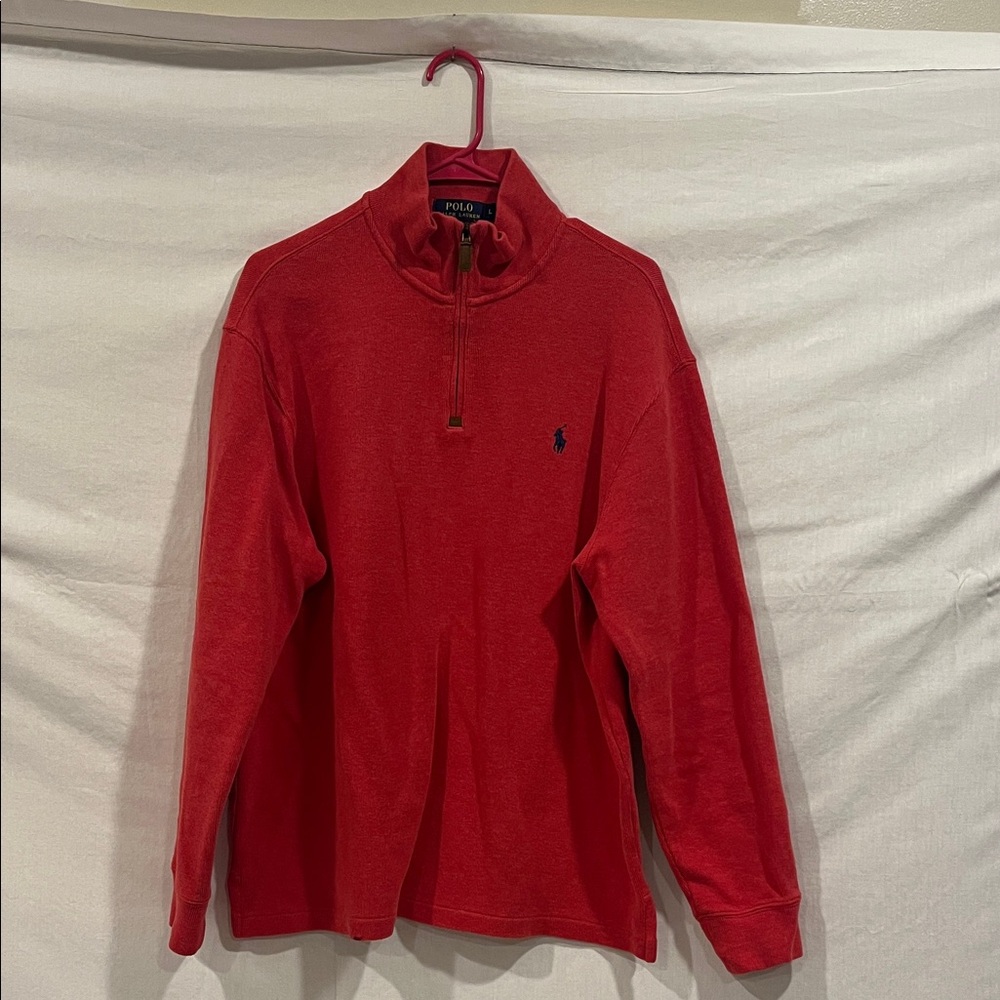 Polo Ralph Lauren Vibrant Red Pullover 1/4 zip sweater 100% cotton